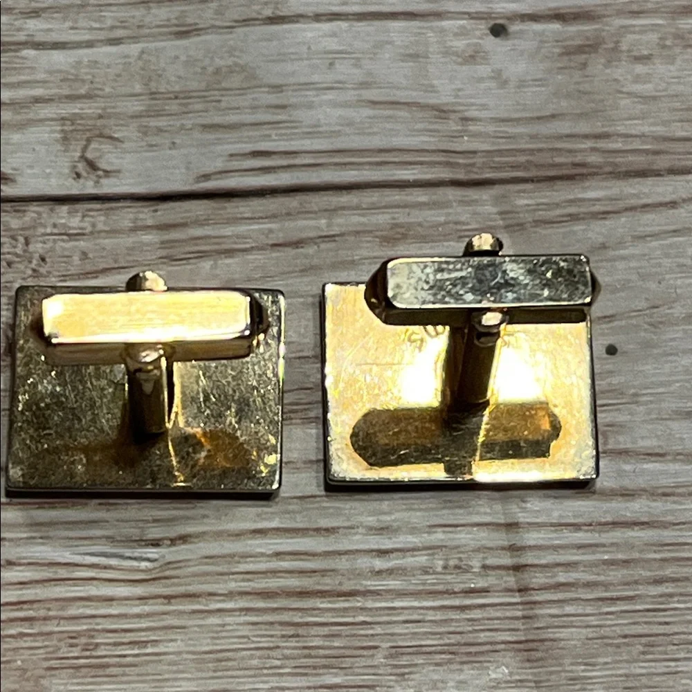 Vintage SWANK Gold and Black Crown Cufflinks